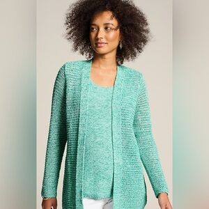 J. Jill Wearever Collection Textured Cardi Sweater Spray-Dyed Size 2x